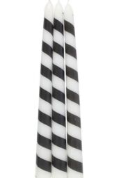 KDMD Set of 3 Black Candy Cane Taper Candles - thumbnail 3
