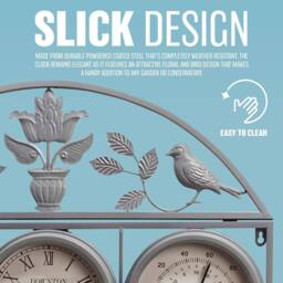 BARGAINS-GALORE 67cm Garden Wall Clock 3 In 1 Weather Station Humidity Thermometer in Grey - thumbnail 4