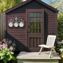 BARGAINS-GALORE 67cm Garden Wall Clock 3 In 1 Weather Station Humidity Thermometer in Grey - thumbnail 2