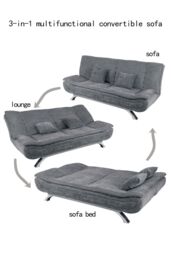Living and Home 2-Seater Linen Fabric Click-Clack Convertibles Sofa Bed in Grey - thumbnail 4