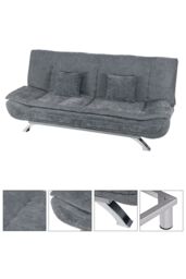 Living and Home 2-Seater Linen Fabric Click-Clack Convertibles Sofa Bed in Grey - thumbnail 5