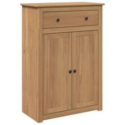 Berkfield Home Shoe Cabinet Panama 80x40x114 cm Solid Wood Pine in Brown - Size: 80 x 40 x 114 cm - thumbnail 2