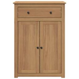 Berkfield Home Shoe Cabinet Panama 80x40x114 cm Solid Wood Pine in Brown - Size: 80 x 40 x 114 cm - thumbnail 4