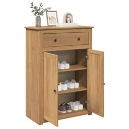 Berkfield Home Shoe Cabinet Panama 80x40x114 cm Solid Wood Pine in Brown - Size: 80 x 40 x 114 cm