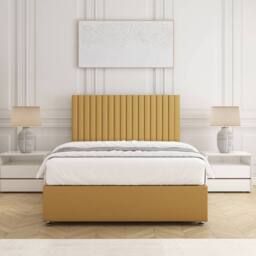 "BSSPOKE Brooke Plush Divan Bed 24""Headboard 2 Drawers Footend & No Mattress in Mustard - Size: King" - thumbnail 3