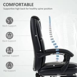 STILVORA Reclining Office Chair with Footrest in Black Faux Leather - thumbnail 7