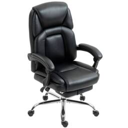 STILVORA Reclining Office Chair with Footrest in Black Faux Leather - thumbnail 5
