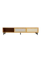 Wooden TV Stand with Sliding Doors in Brown - thumbnail 5