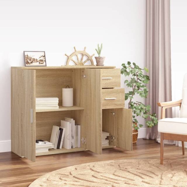 Berkfield Home Sideboard Sonoma Oak 91x29.5x75 cm Engineered Wood in Brown - image 1