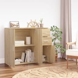 Berkfield Home Sideboard Sonoma Oak 91x29.5x75 cm Engineered Wood in Brown - thumbnail 1
