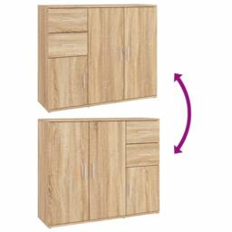 Berkfield Home Sideboard Sonoma Oak 91x29.5x75 cm Engineered Wood in Brown - thumbnail 9