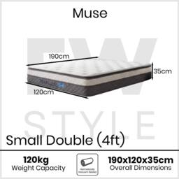 FWStyle Muse Thick Pillow Top Pocket Sprung UK Small Double Mattress 35cm in White - Size: Single - thumbnail 5