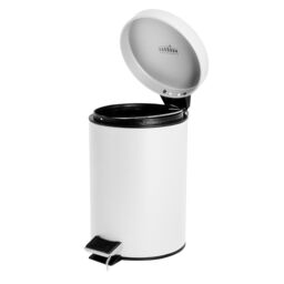Harbour Housewares 3L Round Bathroom Bin & Brush Set - Slim Stainless Steel Bathroom Set in Off-White - thumbnail 5