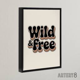 "Artery8 Wild & Free Retro Rainbow Font Typography Framed Canvas Art Print in Beige - Size: W12"" x H16""" - thumbnail 2