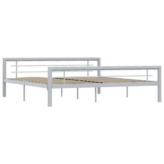 Berkfield Home Bed Frame Grey & White Metal 180x200 cm Super King - image 1