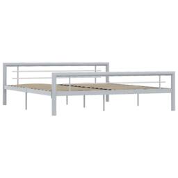 Berkfield Home Bed Frame Grey & White Metal 180x200 cm Super King - thumbnail 1