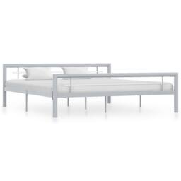 Berkfield Home Bed Frame Grey & White Metal 180x200 cm Super King - thumbnail 2
