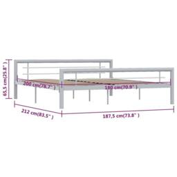 Berkfield Home Bed Frame Grey & White Metal 180x200 cm Super King - thumbnail 6