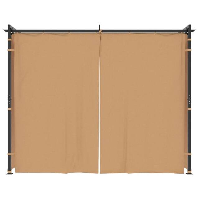 Berkfield Home Gazebo with Curtains 3x3 m Taupe Steel in Beige - image 1