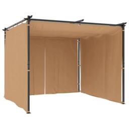Berkfield Home Gazebo with Curtains 3x3 m Taupe Steel in Beige - thumbnail 4