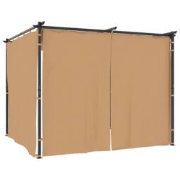 Berkfield Home Gazebo with Curtains 3x3 m Taupe Steel in Beige - thumbnail 2