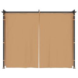 Berkfield Home Gazebo with Curtains 3x3 m Taupe Steel in Beige - thumbnail 1