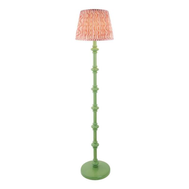 Netlighting Carnaby Green Floor Lamp Pink Fabric Ripple Shade 35cm B22 - image 1