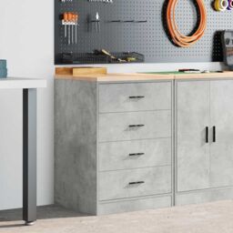 Berkfield Home Garage Storage Cabinet Concrete Grey 60x51x85 cm Solid Wood Pine - Size: 60 x 51 x 85 cm - thumbnail 3
