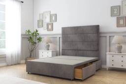 "Comfort Beds Rosa Naples Divan Base 2 Drawers - 26"" Headboard in Grey - Size: Small Single" - thumbnail 1