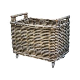 Ivyline Natural Rattan Log Cart H49cm W58cm - thumbnail 2