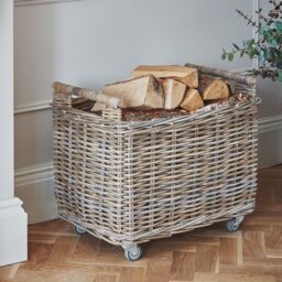 Ivyline Natural Rattan Log Cart H49cm W58cm - thumbnail 1