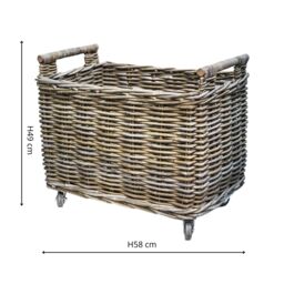 Ivyline Natural Rattan Log Cart H49cm W58cm - thumbnail 6