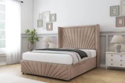 "Comfort Beds Sunrise Naples Divan Base No Drawers - 54"" Wingback-Footboard in Light Brown - Size: Double" - thumbnail 2