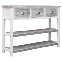Berkfield Home Sideboard Antique Grey 108x30x76 cm Solid Paulownia Wood - Size: 108 x 30 x 76 cm - thumbnail 4