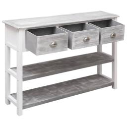 Berkfield Home Sideboard Antique Grey 108x30x76 cm Solid Paulownia Wood - Size: 108 x 30 x 76 cm - thumbnail 5
