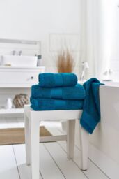 Deyongs Bliss Pima Supersoft Fluffy Cotton 650gsm Towels in Turquoise - Size: Bath Sheet