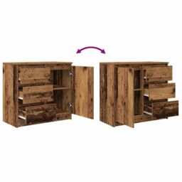 Berkfield Home Sideboard with Drawer Old Wood 71x35x65 cm Engineered Wood in Brown - Size: 71 x 35 x 65 cm - thumbnail 9