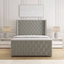 "BSSPOKE Florida Divan Bed Velvet 54""Headboard & 20""Footboard 2Drawers Mattress in Silver - Size: Small Double" - thumbnail 2