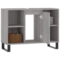 Berkfield Home Bathroom Cabinet Grey Sonoma 80x33x60 cm Engineered Wood - Size: 80 x 33 x 60 cm - thumbnail 4