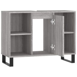 Berkfield Home Bathroom Cabinet Grey Sonoma 80x33x60 cm Engineered Wood - Size: 80 x 33 x 60 cm - thumbnail 5