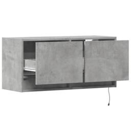 Berkfield Home TV Wall Cabinet with LED Lights Concrete Grey 80x31x35 cm - Size: 80 x 31 x 35 cm - thumbnail 9