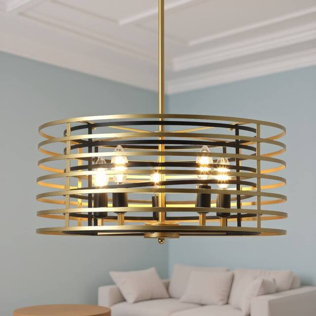 NIVOR 4 Light Pendant Farmhouse Unique Design Adjustable Gold Chandelier E14 in Metallic Gold - image 1