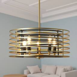 NIVOR 4 Light Pendant Farmhouse Unique Design Adjustable Gold Chandelier E14 in Metallic Gold