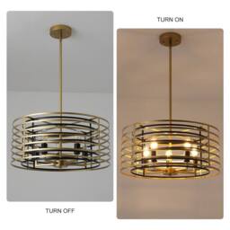 NIVOR 4 Light Pendant Farmhouse Unique Design Adjustable Gold Chandelier E14 in Metallic Gold - thumbnail 3