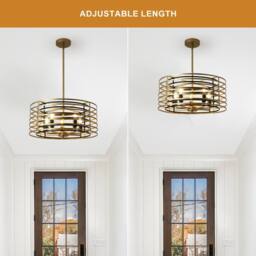 NIVOR 4 Light Pendant Farmhouse Unique Design Adjustable Gold Chandelier E14 in Metallic Gold - thumbnail 4