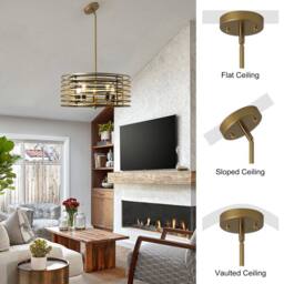 NIVOR 4 Light Pendant Farmhouse Unique Design Adjustable Gold Chandelier E14 in Metallic Gold - thumbnail 5