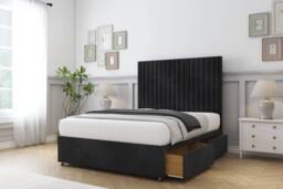 "Comfort Beds Denver Naples Divan Base 2 Drawers - 26"" Headboard in Black - Size: King" - thumbnail 1