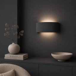 ValueLights Vincent Curved Ceramic Up/Down Flush Wall Sconce Light with Bulb in Navy