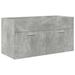 Berkfield Home Full Bathroom Sink Cabinet with Built-in Basin & Faucet Concret in Grey - thumbnail 5