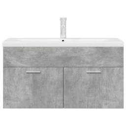 Berkfield Home Full Bathroom Sink Cabinet with Built-in Basin & Faucet Concret in Grey - thumbnail 6